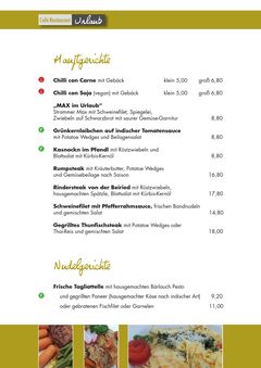 A menu of Urlaub