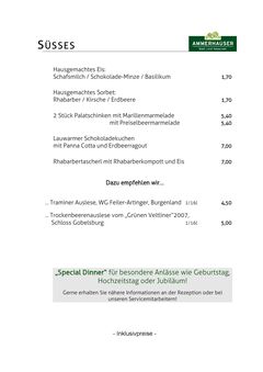 A menu of Ammerhauser