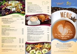 A menu of The Heart of Joy Café