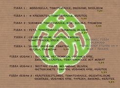 A menu of Organic Pizza