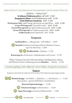 A menu of Gasthof Mauth