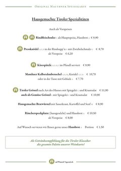 A menu of Gasthof Mauth