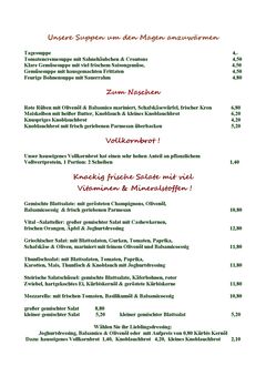 A menu of Kraut & Rüben