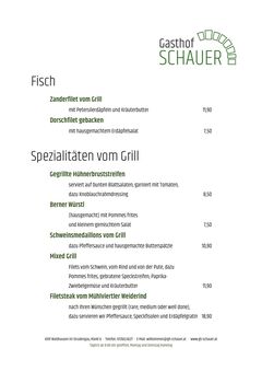 A menu of Gasthof Schauer