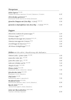 A menu of Casa Piccola