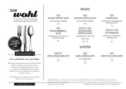 A menu of Zum Wohl