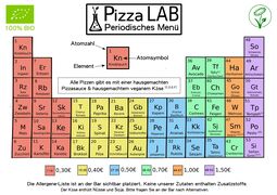 A menu of Pizza Lab
