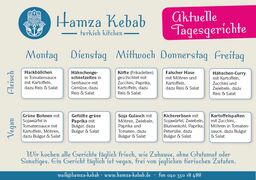 A menu of Hamza Kebab