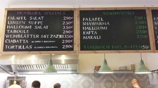 A menu of Falafel Humbaba