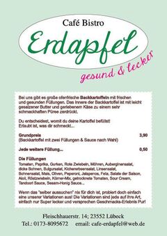 A menu of Café Erdapfel