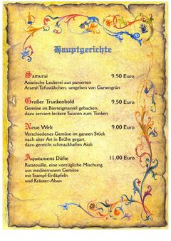A menu of Zauberkessel Schänke