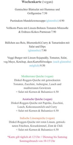 A menu of Apfelkern & Kolibri