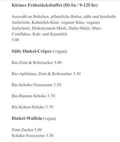 A menu of Apfelkern & Kolibri