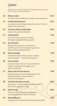 A menu of Café Barfuß