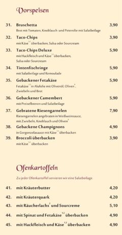 A menu of Café Barfuß