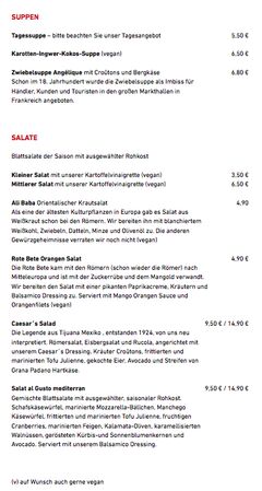 A menu of Radieschen