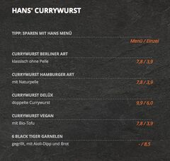 A menu of Hans & John