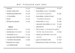 A menu of Cafe Kieselstein