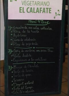 A menu of Vegetariano El Calafate