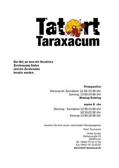 A menu of Tatort Taraxacum