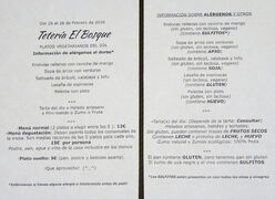 A menu of Tetería El Bosque