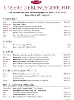 A menu of Schmiedstube