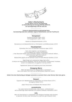 A menu of Restaurant zum Adler
