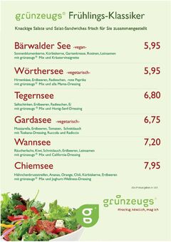 A menu of grünzeugs