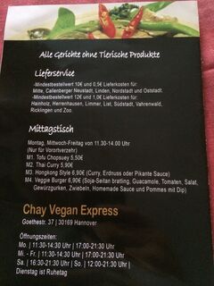 A menu of Chay Express