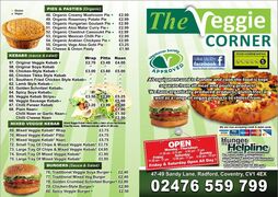 A menu of The Veggie Corner