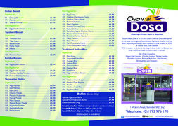 A menu of Chennai Dosa