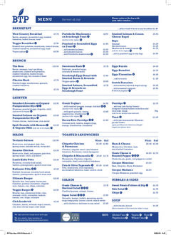 A menu of Boston Tea Party Corporation Street
