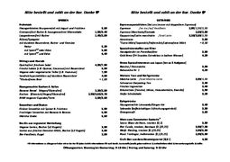 A menu of Café DA