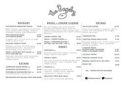 A menu of The Bagelry