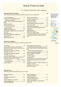 A menu of Le Pain Quotidien
