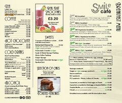 A menu of Smile Café
