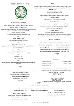 A menu of The Green Room