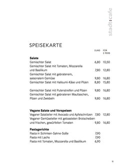 A menu of stadt:cafe