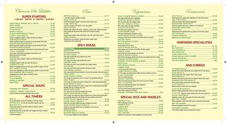 A menu of Chennai Srilalitha