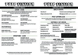 A menu of Pulp Fiction