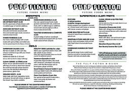A menu of Pulp Fiction