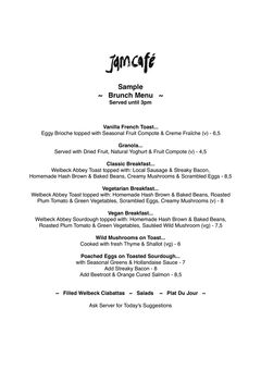 A menu of Jamcafé