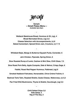 A menu of Jamcafé