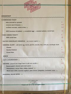 A menu of South Coast Roast