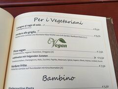 A menu of Trattoria Siena