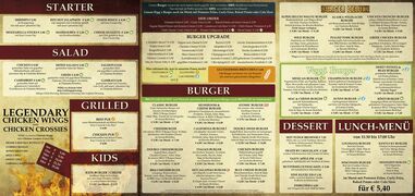 A menu of Rigg's Burger