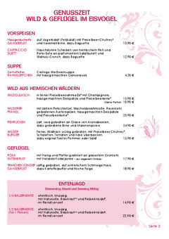 A menu of Eisvogel