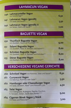 A menu of Lawinia Grillhaus