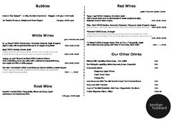 A menu of Brother Hubbard North