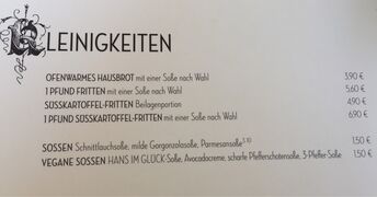 A menu of Hans im Glück, Sülmerstraße